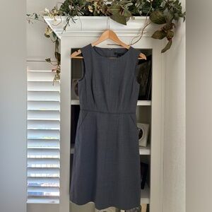 Banana Republic Stretch Grey Wool Blend Fitted Office Midi Shift Dress 4